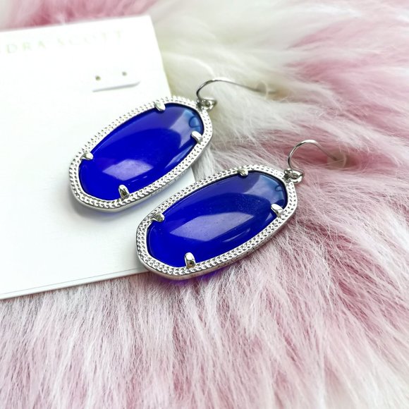 Silver Elle Cobalt Cat's Eye Earrings - Picture 3 of 3